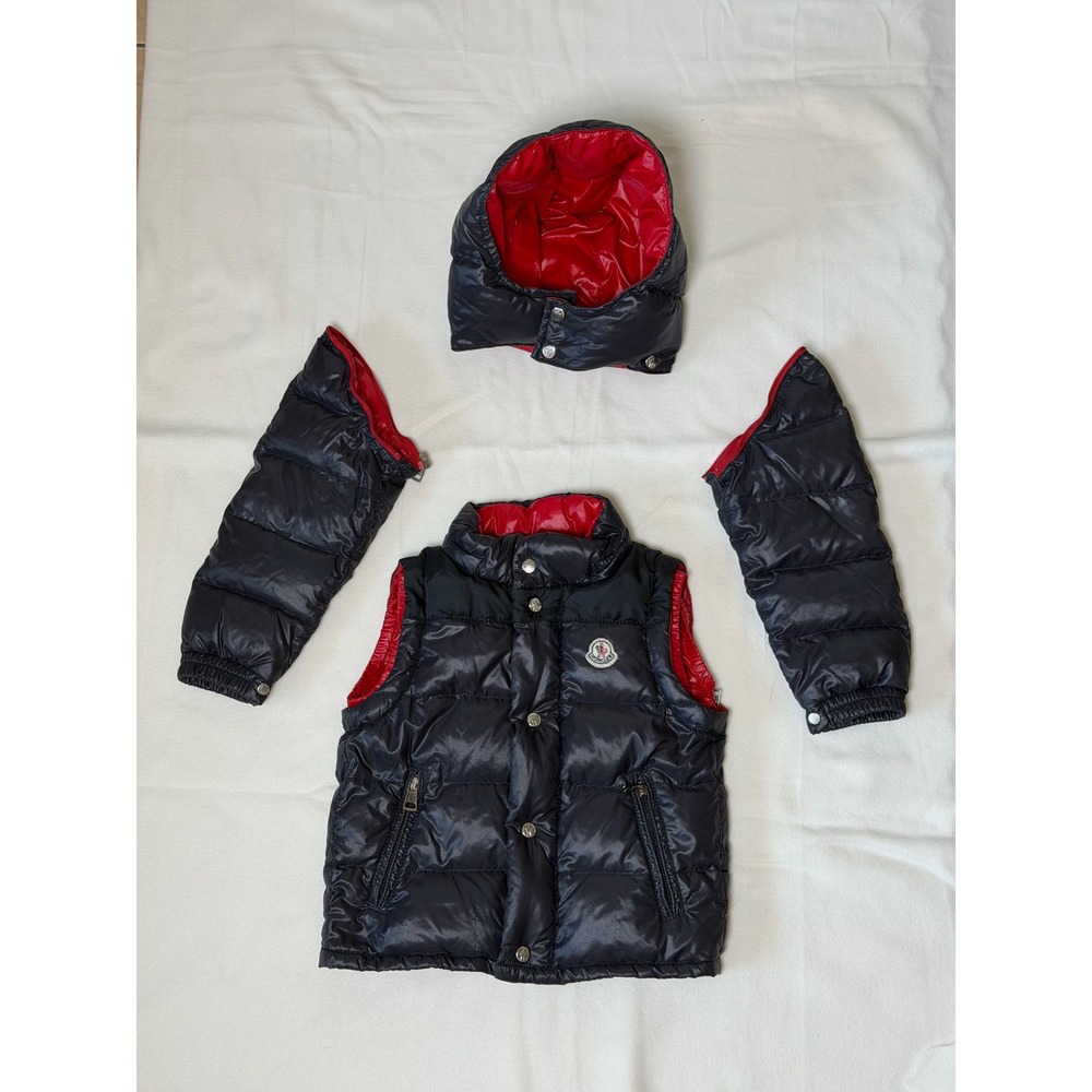 Moncler Down Puffer Jacket Detachable Sleeves Hood Convertible Vest Kids 2Y 2T